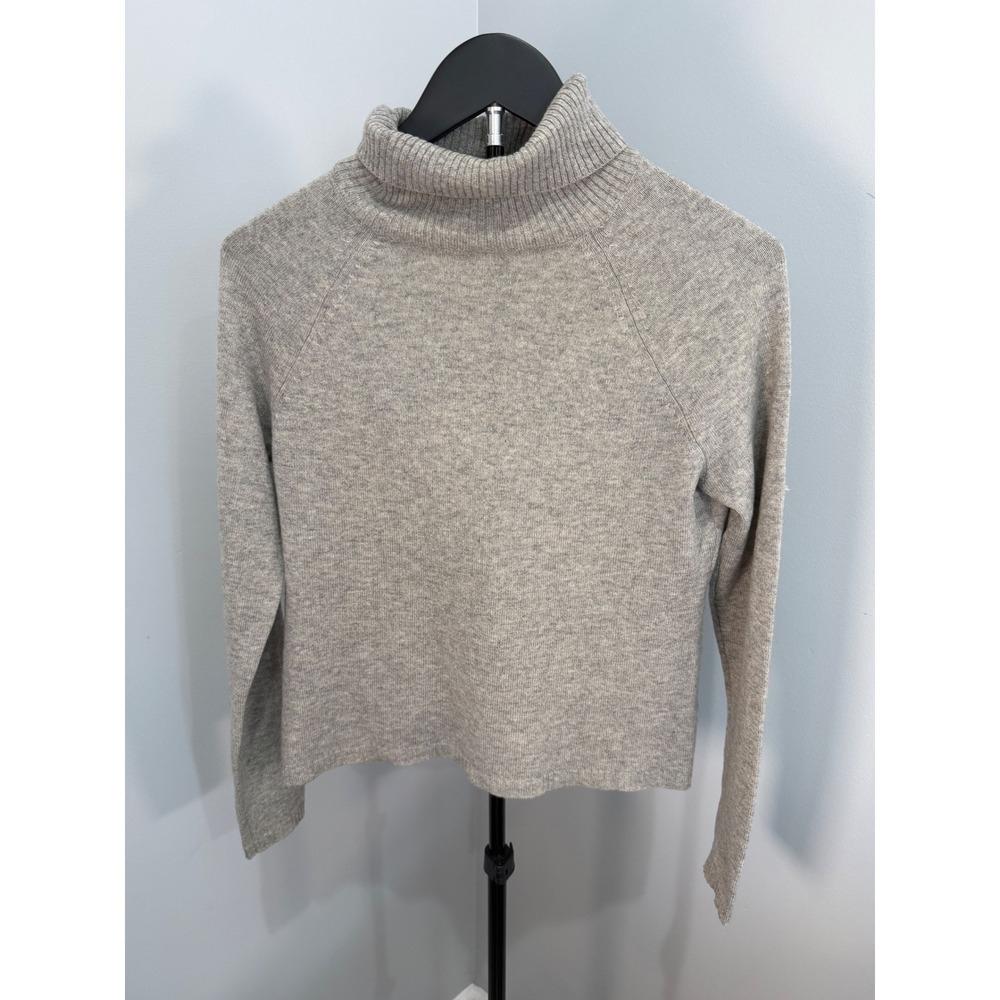 Wendy B Cashmere Sweater Womens Medium Gray Turtleneck Luxury Minimalist Classic